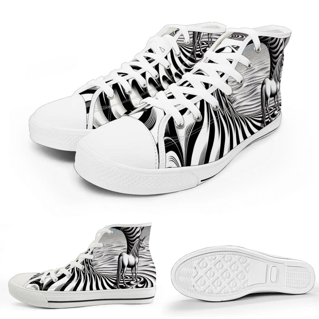 Psychedelic Wave Unisex High Top Canvas Shoes (women's sizes)