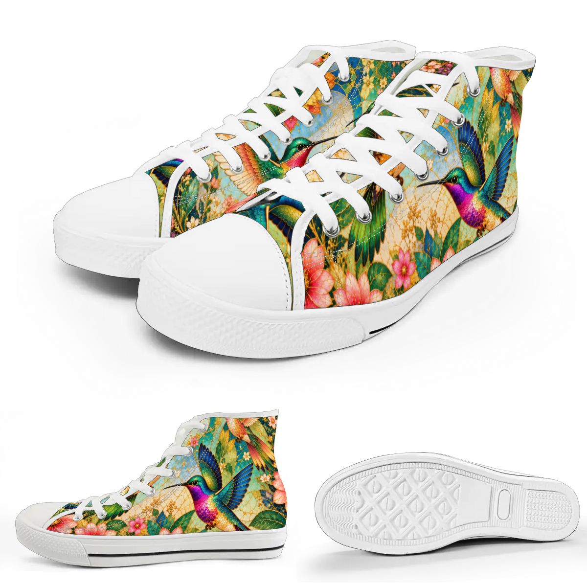 Garden of Gilded Wings Unisex High Top Canvas Shoes (women's sizes)