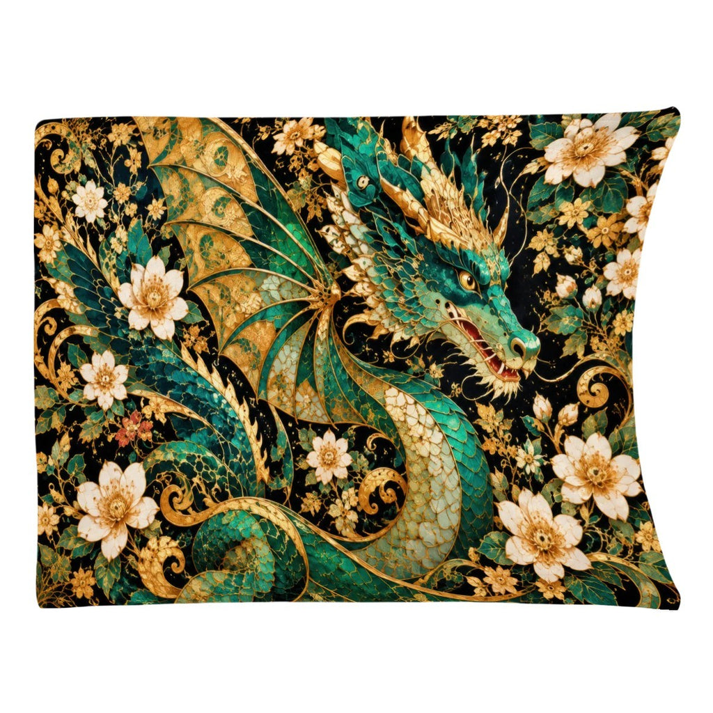 Gilded Jade Dragon Flannel Throw Blanket | Made in USA