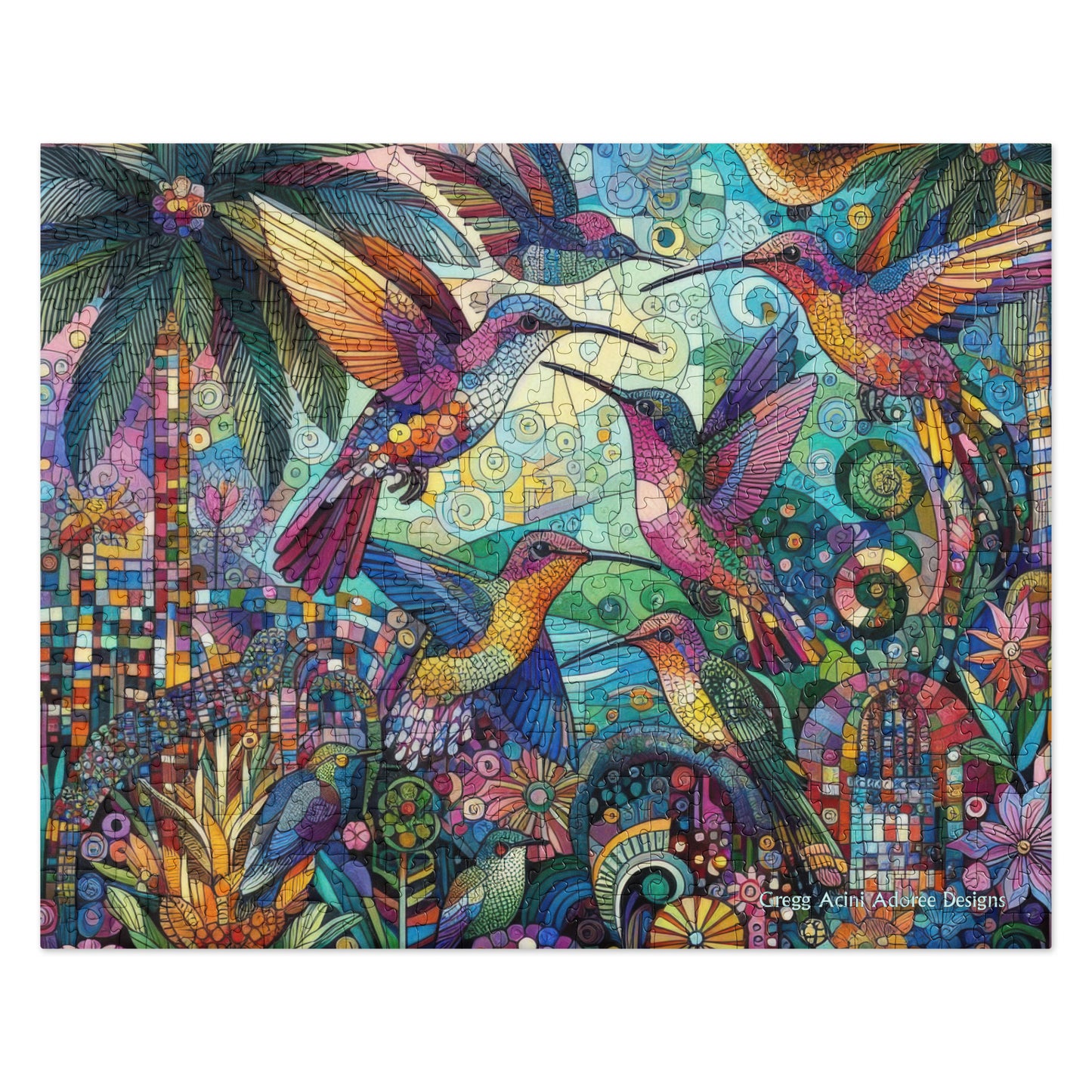 Hummingbird Kaleidoscope Jigsaw puzzle by Gregg Acini Adoree Designs