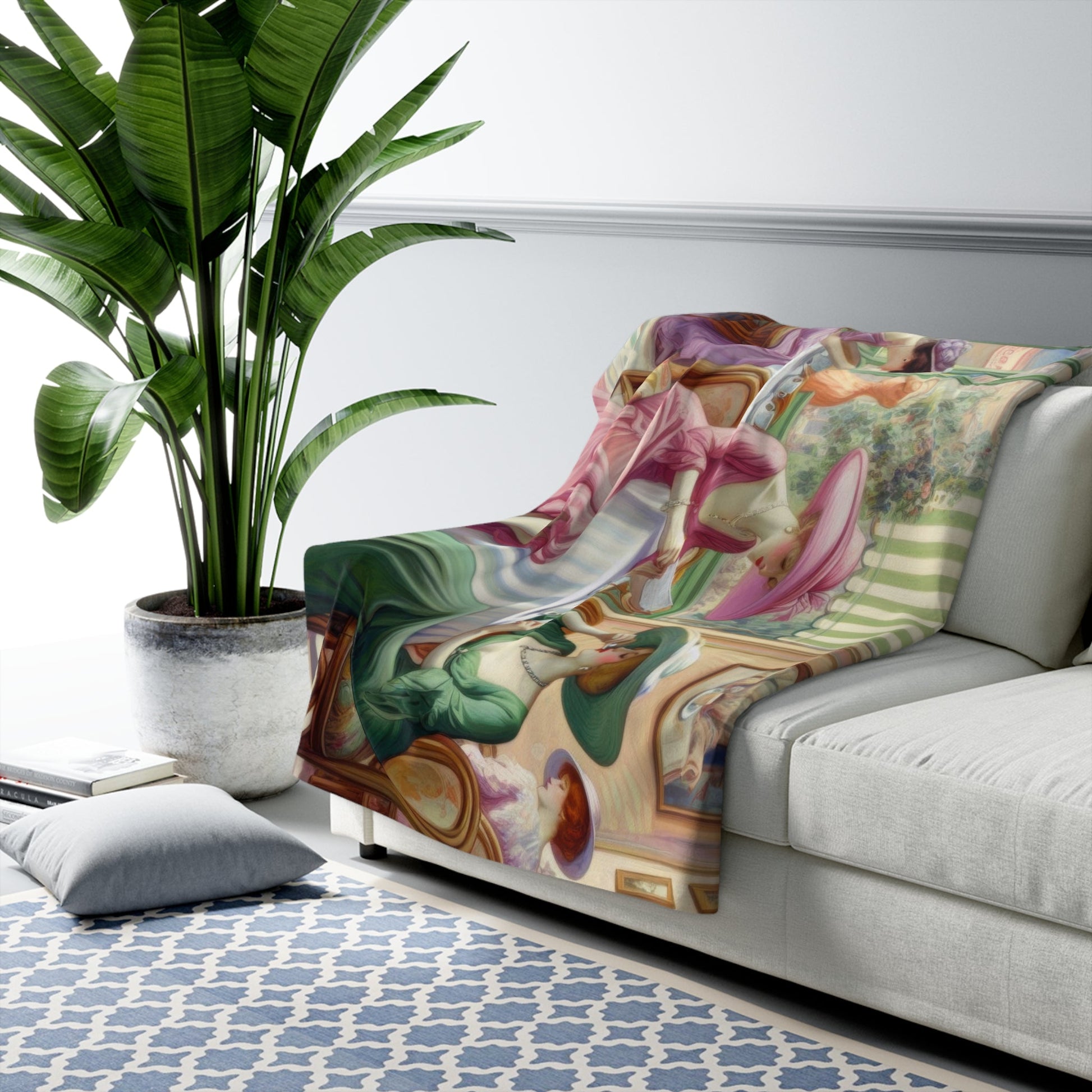 Kiffe Cafe - Sherpa Fleece Blanket O'Keeffe - Style Ladies in a Café - Gregg Acini Adoree Designs - Blanket