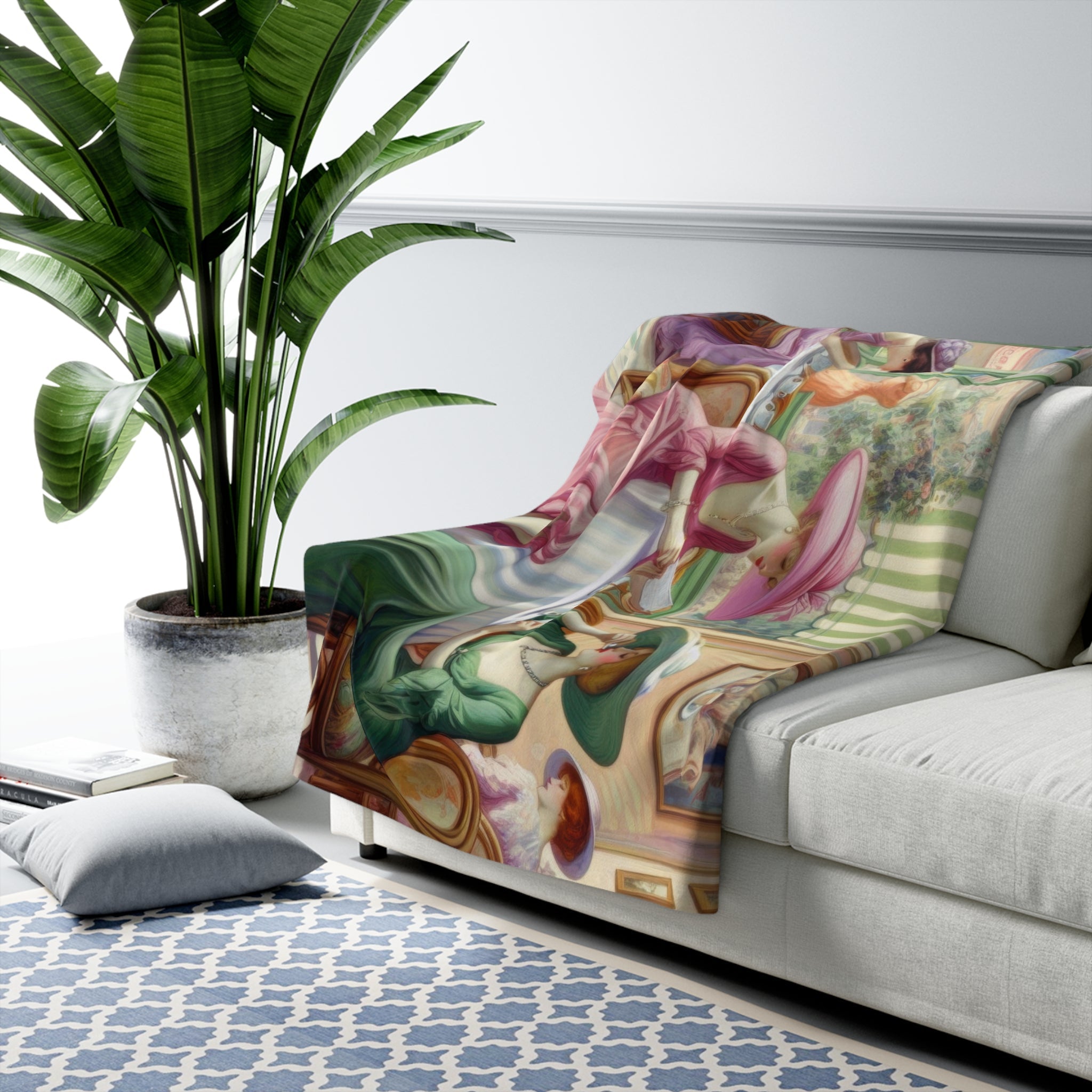 Kiffe Cafe - Sherpa Fleece Blanket O'Keeffe - Style Ladies in a Café - Gregg Acini Adoree Designs - Blanket
