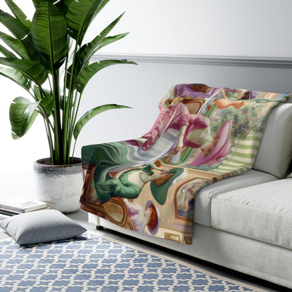 Kiffe Cafe - Sherpa Fleece Blanket O'Keeffe - Style Ladies in a Café - Gregg Acini Adoree Designs - Blanket