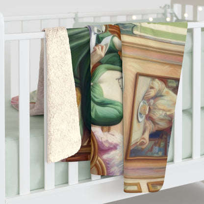 Kiffe Cafe - Sherpa Fleece Blanket O'Keeffe - Style Ladies in a Café - Gregg Acini Adoree Designs - Blanket