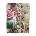 Kiffe Cafe - Sherpa Fleece Blanket O'Keeffe - Style Ladies in a Café - Gregg Acini Adoree Designs - Blanket