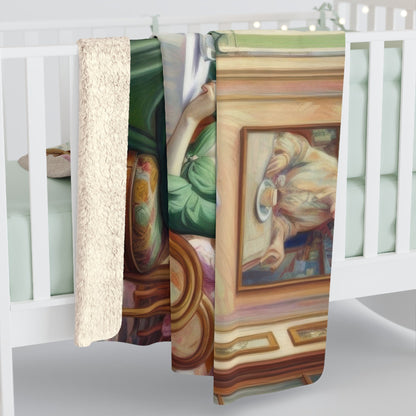 Kiffe Cafe - Sherpa Fleece Blanket O'Keeffe - Style Ladies in a Café - Gregg Acini Adoree Designs - Blanket