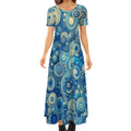 KL - Blue1 Crew Neck Short Sleeve Maxi Dress - Gregg Acini Adoree Designs - Dress