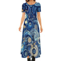 KL - Blue2 Crew Neck Short Sleeve Maxi Dress - Gregg Acini Adoree Designs - Dress