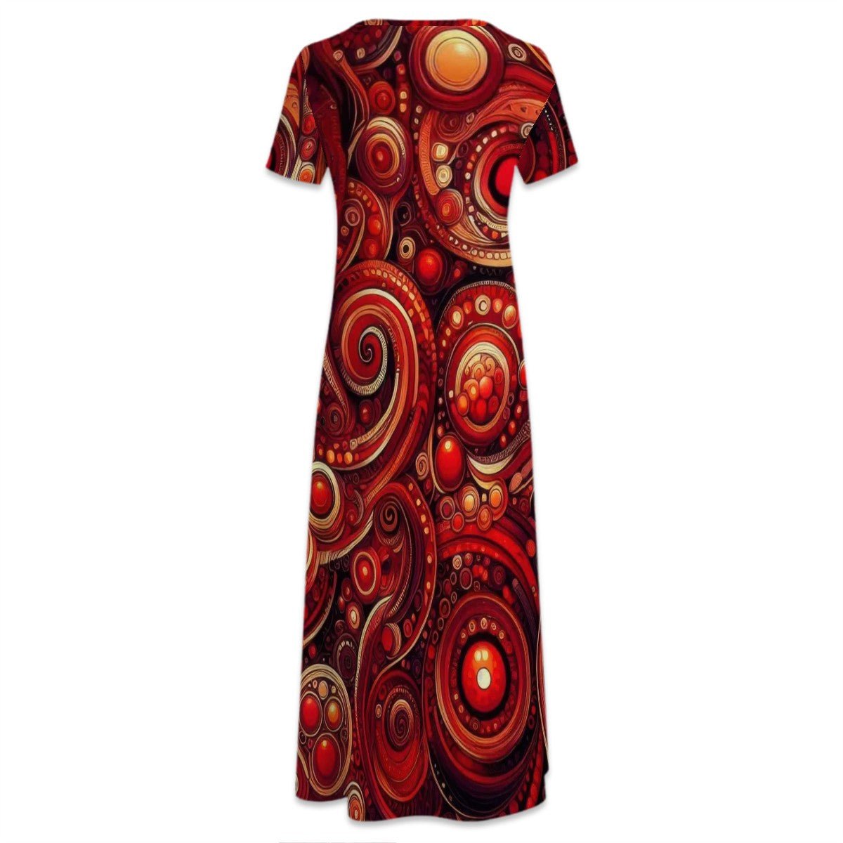 KL - DeepScarlet1 Crew Neck Short Sleeve Maxi Dress - Gregg Acini Adoree Designs - Dress