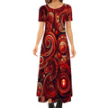 KL - DeepScarlet1 Crew Neck Short Sleeve Maxi Dress - Gregg Acini Adoree Designs - Dress