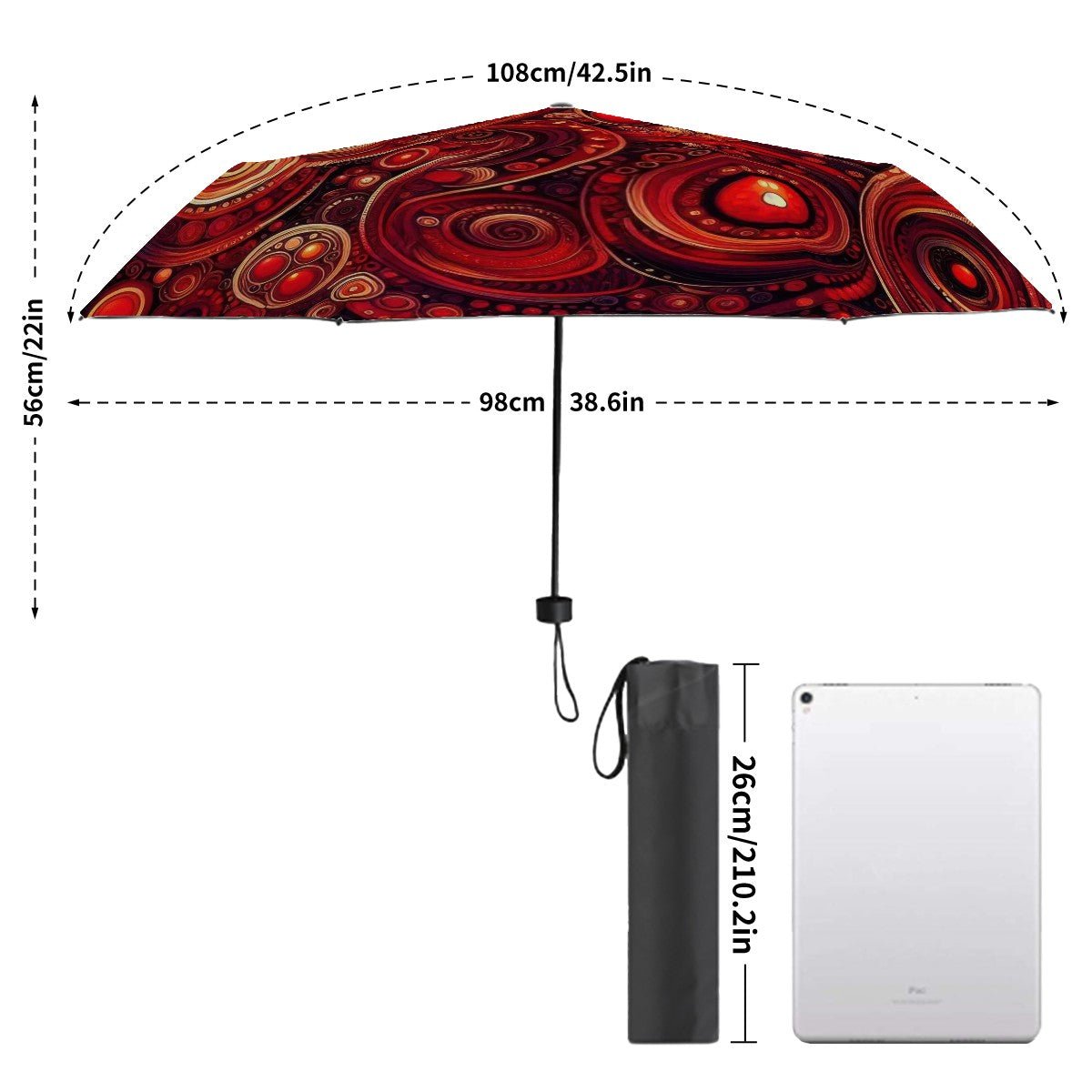 KL - DeepScarlet1 UV Protection Umbrella - Gregg Acini Adoree Designs - Umbrella