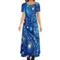 KL - DkBlue1 Crew Neck Short Sleeve Maxi Dress - Gregg Acini Adoree Designs - Dress
