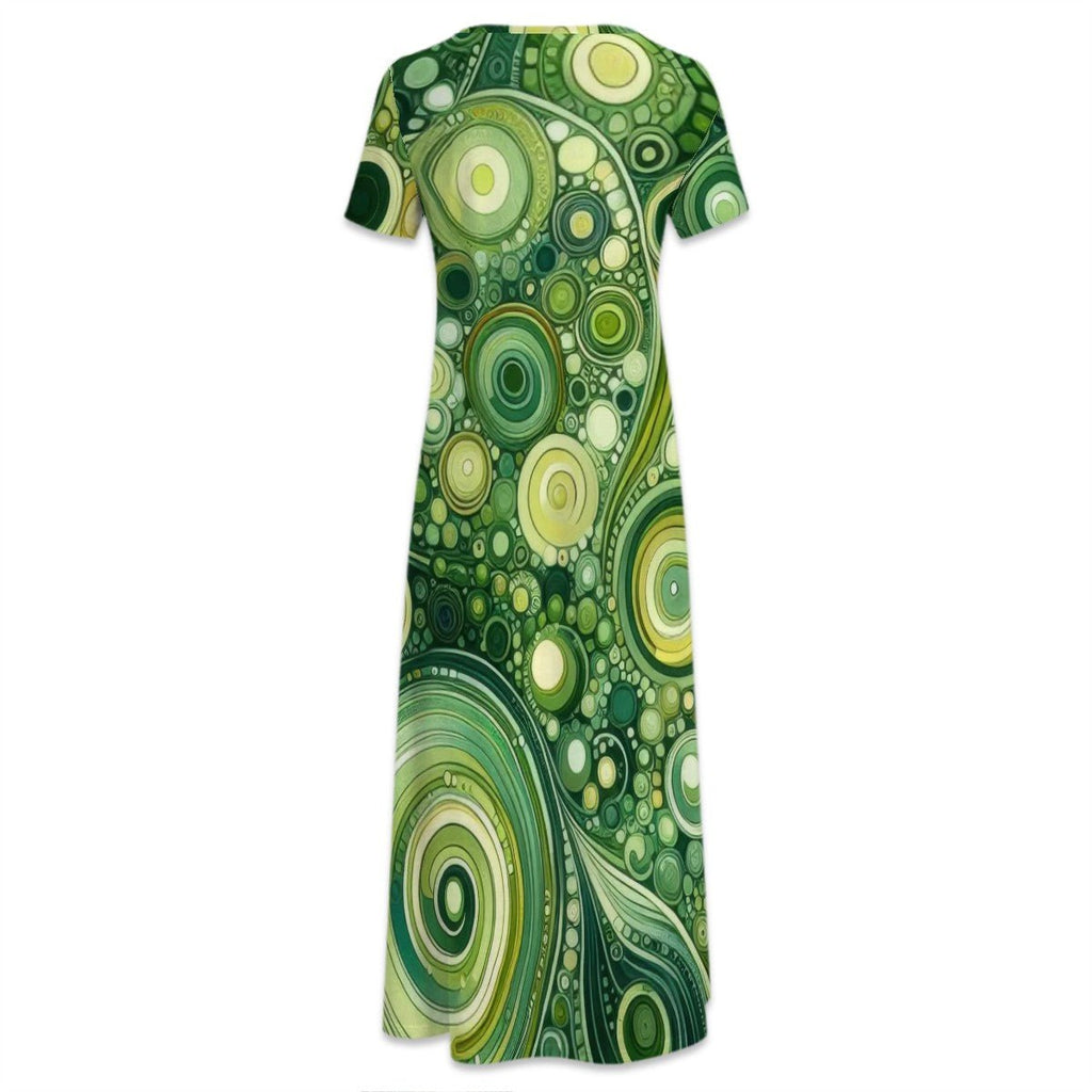 KL - Lime1 Crew Neck Short Sleeve Maxi Dress - Gregg Acini Adoree Designs - Dress