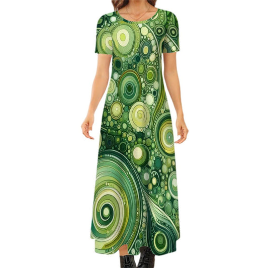KL - Lime1 Crew Neck Short Sleeve Maxi Dress - Gregg Acini Adoree Designs - Dress