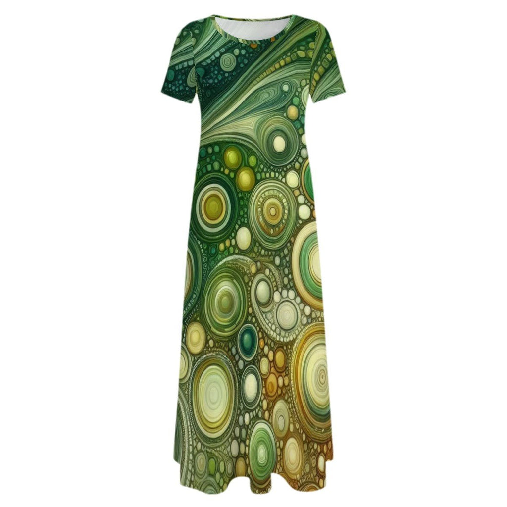 KL - Lime2 Crew Neck Short Sleeve Maxi Dress - Gregg Acini Adoree Designs - Dress