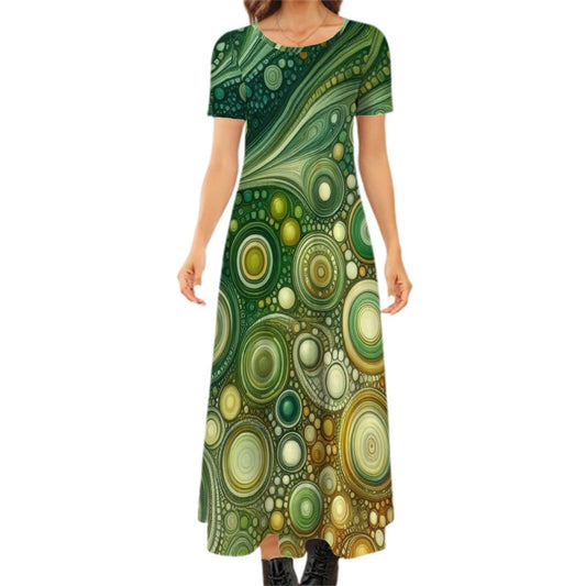 KL - Lime2 Crew Neck Short Sleeve Maxi Dress - Gregg Acini Adoree Designs - Dress