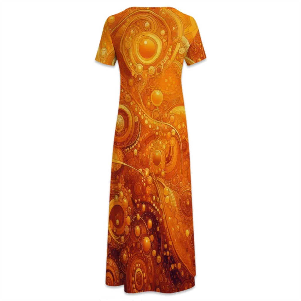 KL - Orange1 Crew Neck Short Sleeve Maxi Dress - Gregg Acini Adoree Designs - Dress