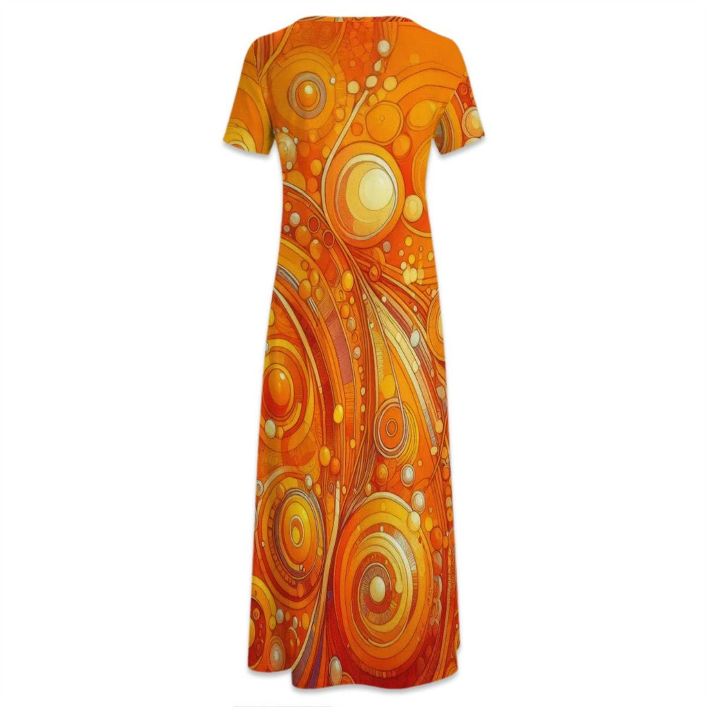 KL - Orange2 Crew Neck Short Sleeve Maxi Dress - Gregg Acini Adoree Designs - Dress