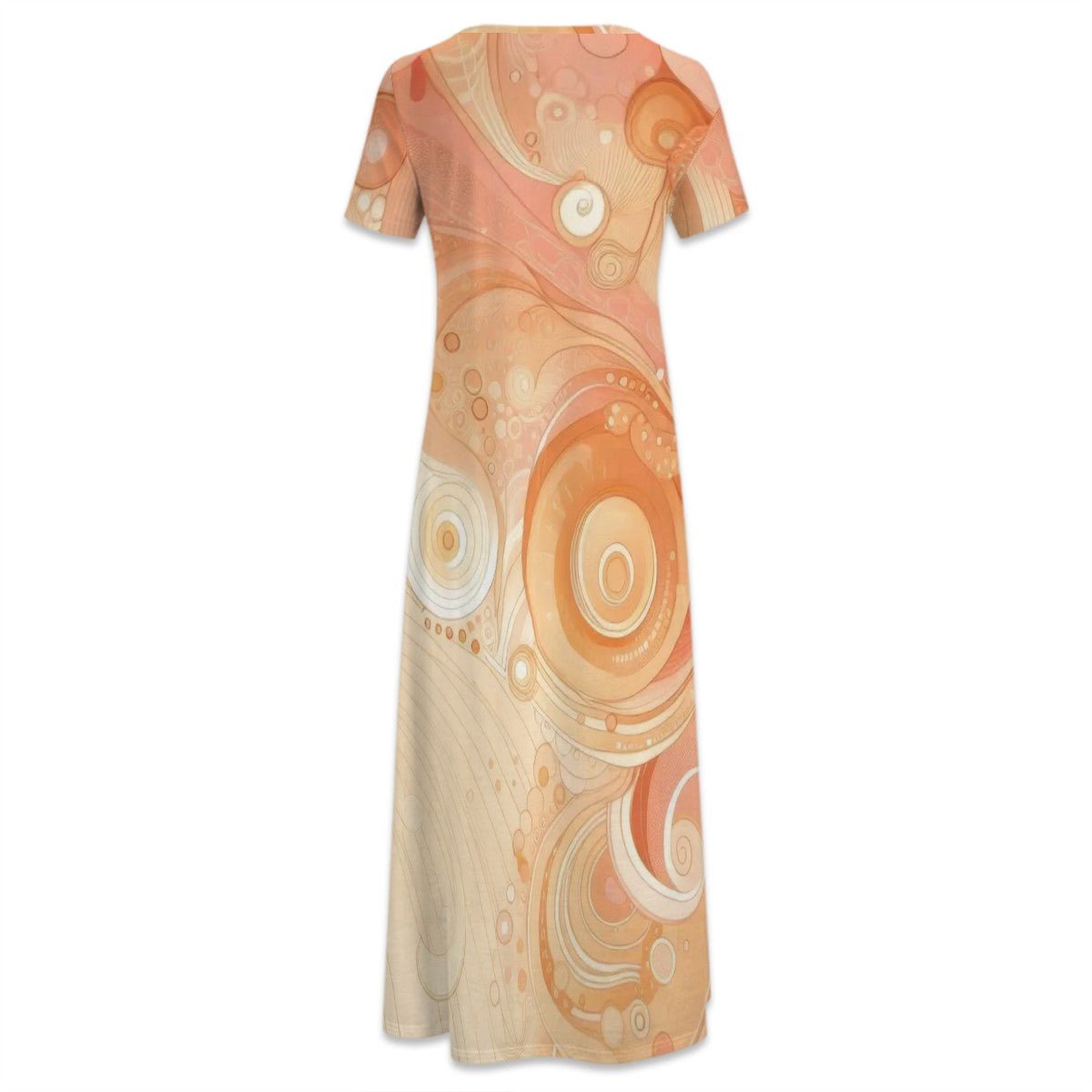 KL - Peach1 Crew Neck Short Sleeve Maxi Dress - Gregg Acini Adoree Designs - Dress