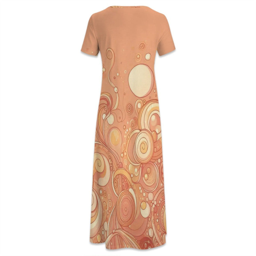 KL - Peach2 Crew Neck Short Sleeve Maxi Dress - Gregg Acini Adoree Designs - Dress