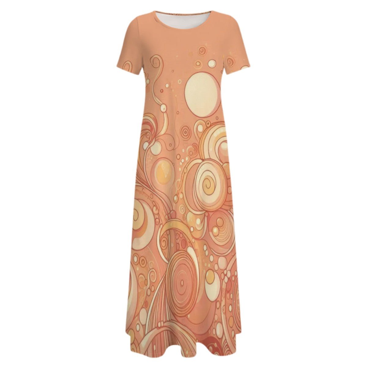 KL - Peach2 Crew Neck Short Sleeve Maxi Dress - Gregg Acini Adoree Designs - Dress