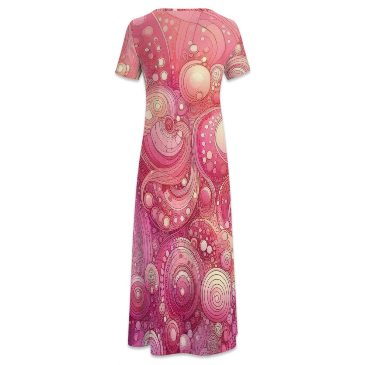KL - Pink1 Crew Neck Short Sleeve Maxi Dress - Gregg Acini Adoree Designs - Dress