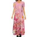 KL - Pink2 Crew Neck Short Sleeve Maxi Dress - Gregg Acini Adoree Designs - Dress
