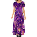 KL - Purple1 Crew Neck Short Sleeve Maxi Dress - Gregg Acini Adoree Designs - Dress