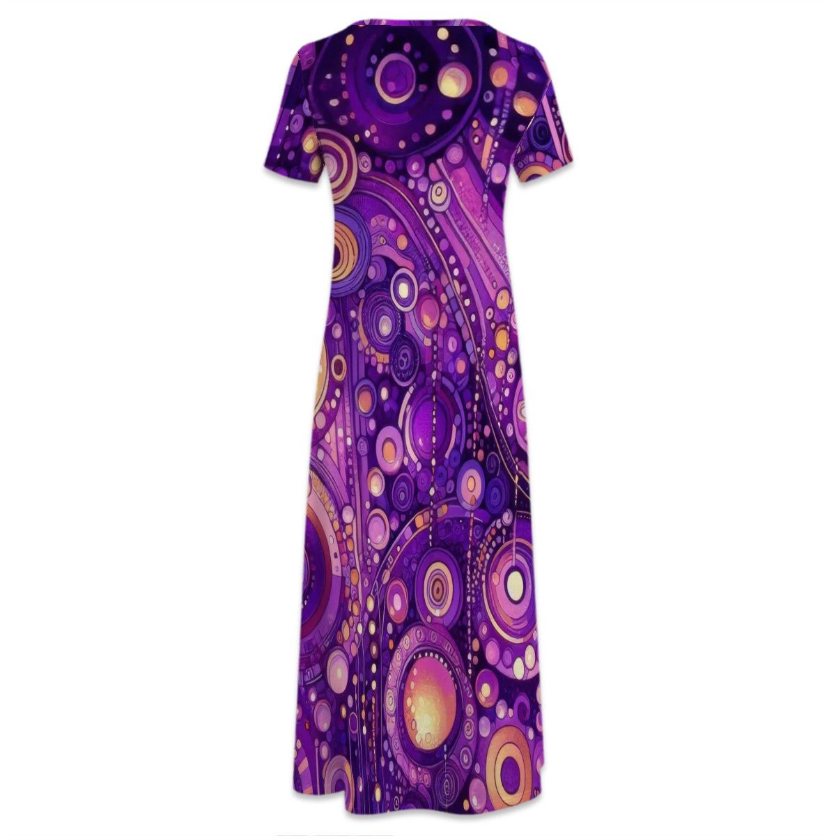 KL - Purple1 Crew Neck Short Sleeve Maxi Dress - Gregg Acini Adoree Designs - Dress