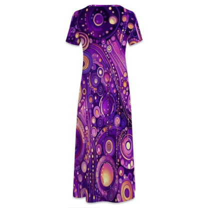 KL - Purple1 Crew Neck Short Sleeve Maxi Dress - Gregg Acini Adoree Designs - Dress