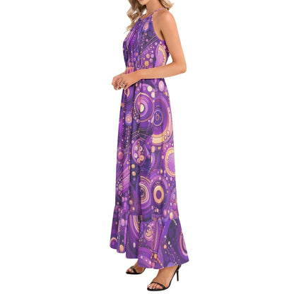 KL - Purple1 Ruffle Hem Halter Neck Maxi Dress - Gregg Acini Adoree Designs - Dress
