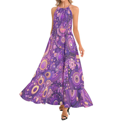 KL - Purple1 Ruffle Hem Halter Neck Maxi Dress - Gregg Acini Adoree Designs - Dress