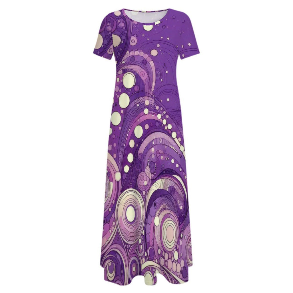 KL - Purple2 Crew Neck Short Sleeve Maxi Dress - Gregg Acini Adoree Designs - Dress