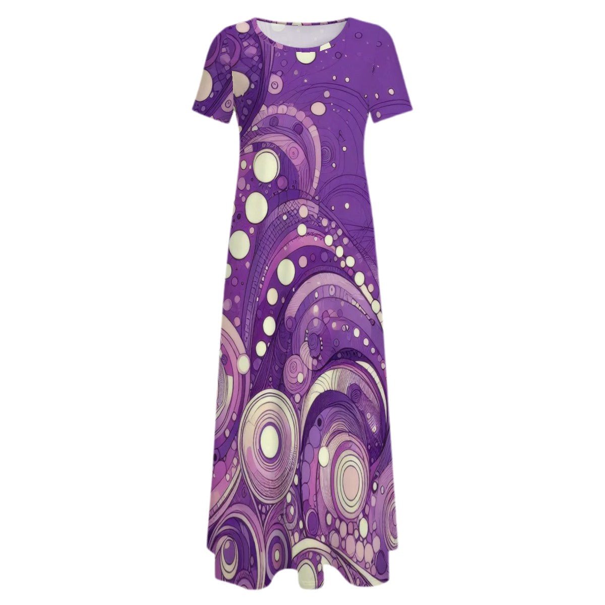 KL - Purple2 Crew Neck Short Sleeve Maxi Dress - Gregg Acini Adoree Designs - Dress