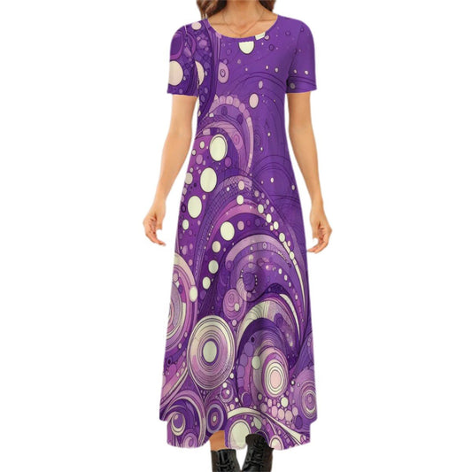 KL - Purple2 Crew Neck Short Sleeve Maxi Dress - Gregg Acini Adoree Designs - Dress