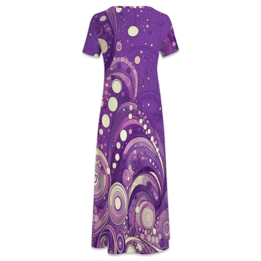 KL - Purple2 Crew Neck Short Sleeve Maxi Dress - Gregg Acini Adoree Designs - Dress