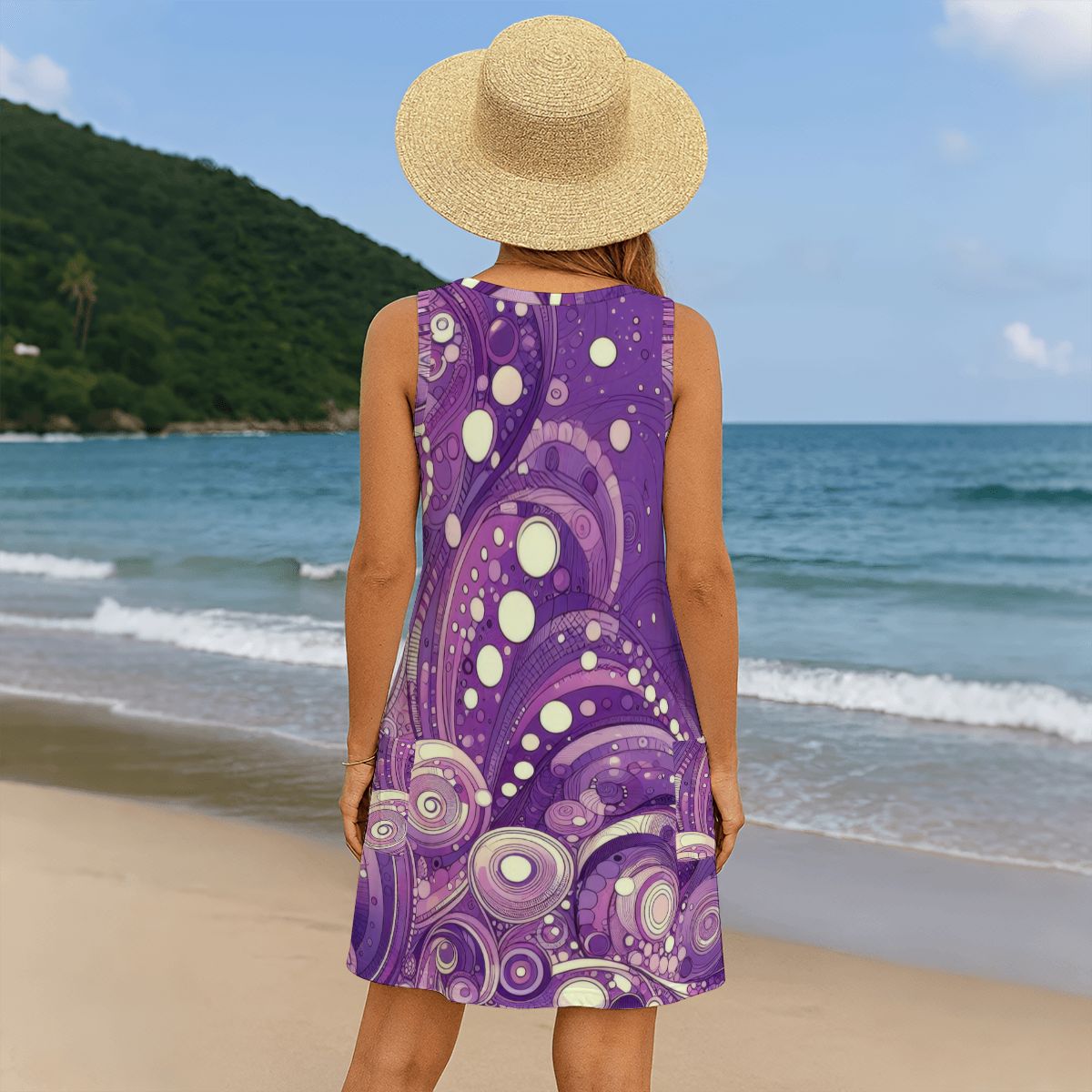 KL - Purple2 Women's Sleeveless Dress with Pockets - Gregg Acini Adoree Designs - Dress