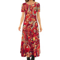 KL - Red1 Crew Neck Short Sleeve Maxi Dress - Gregg Acini Adoree Designs - Dress