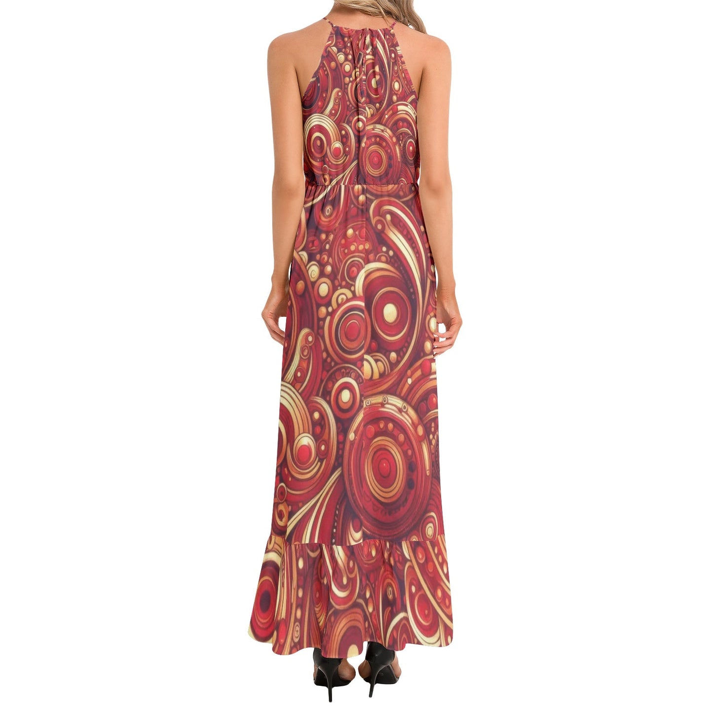 KL - Scarlet 3 Ruffle Hem Halter Neck Maxi Dress - Gregg Acini Adoree Designs - Dress