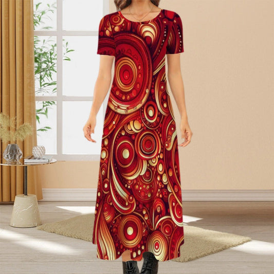 KL - Scarlet3 Crew Neck Short Sleeve Maxi Dress - Gregg Acini Adoree Designs - Dress