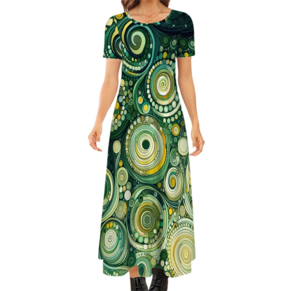KL - Spring1 Crew Neck Short Sleeve Maxi Dress - Gregg Acini Adoree Designs - Dress