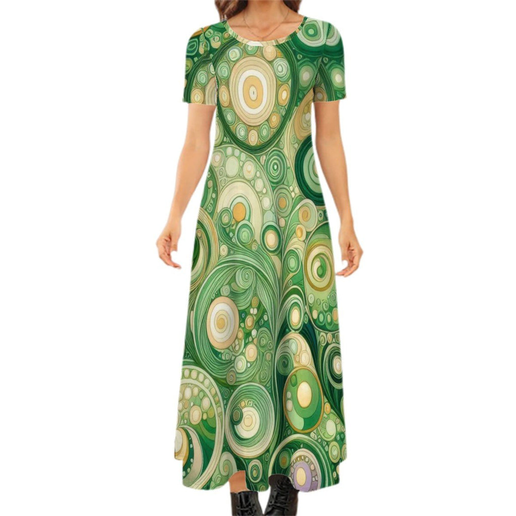 KL - Spring2 Crew Neck Short Sleeve Maxi Dress - Gregg Acini Adoree Designs - Dress