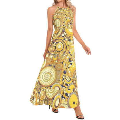 KL - Yellow1 Ruffle Hem Halter Neck Maxi Dress - Gregg Acini Adoree Designs - Dress