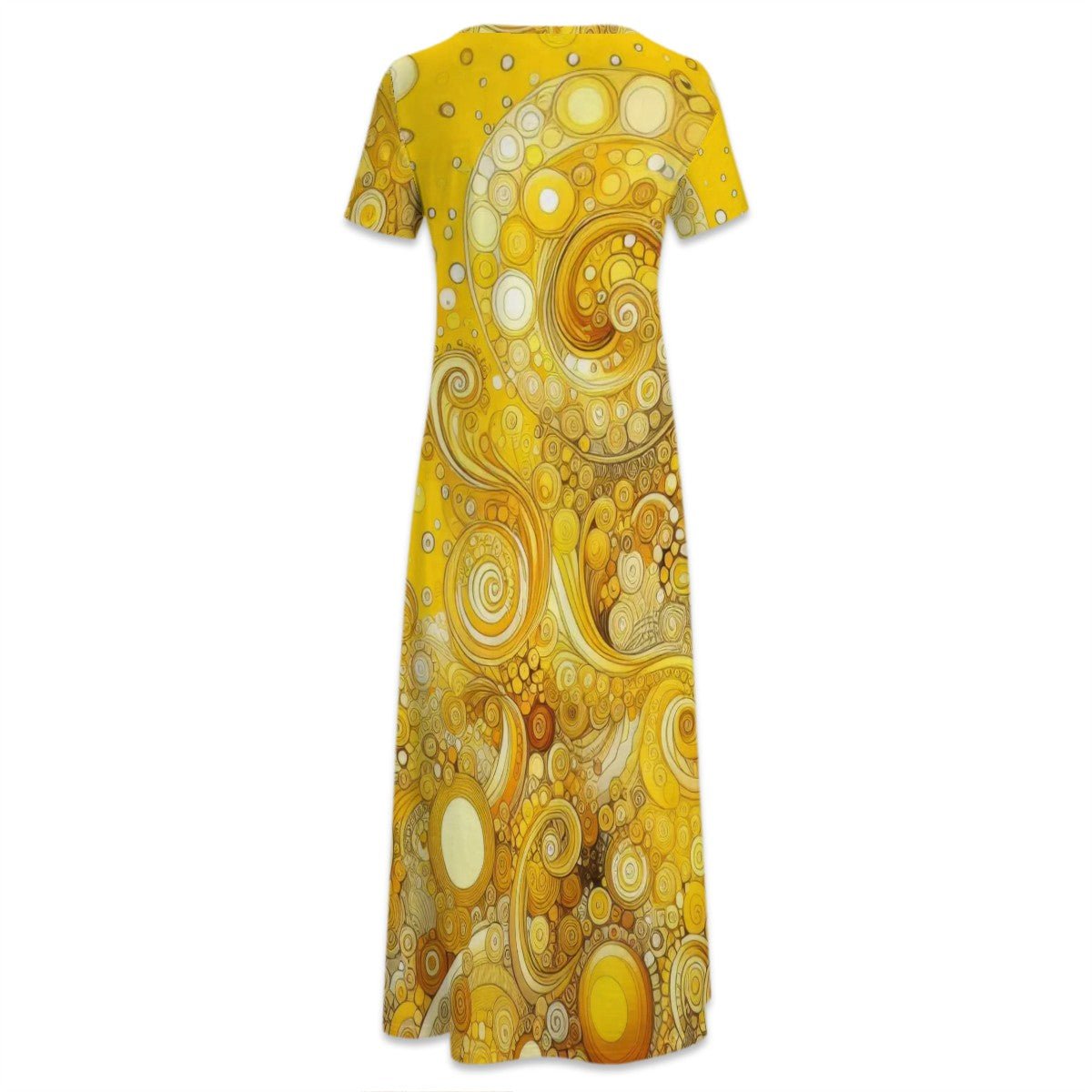 KL - Yellow2 Crew Neck Short Sleeve Maxi Dress - Gregg Acini Adoree Designs - Dress