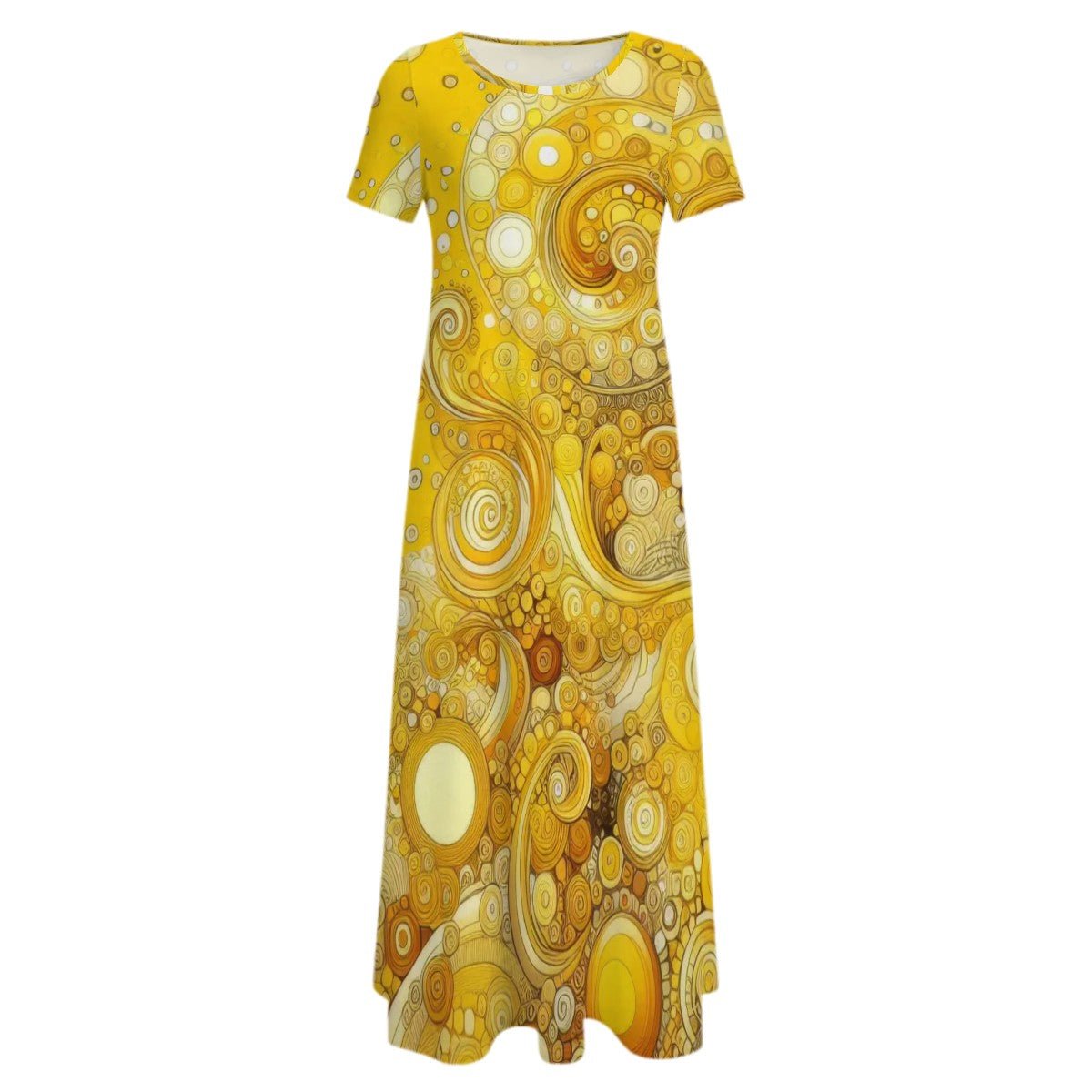 KL - Yellow2 Crew Neck Short Sleeve Maxi Dress - Gregg Acini Adoree Designs - Dress