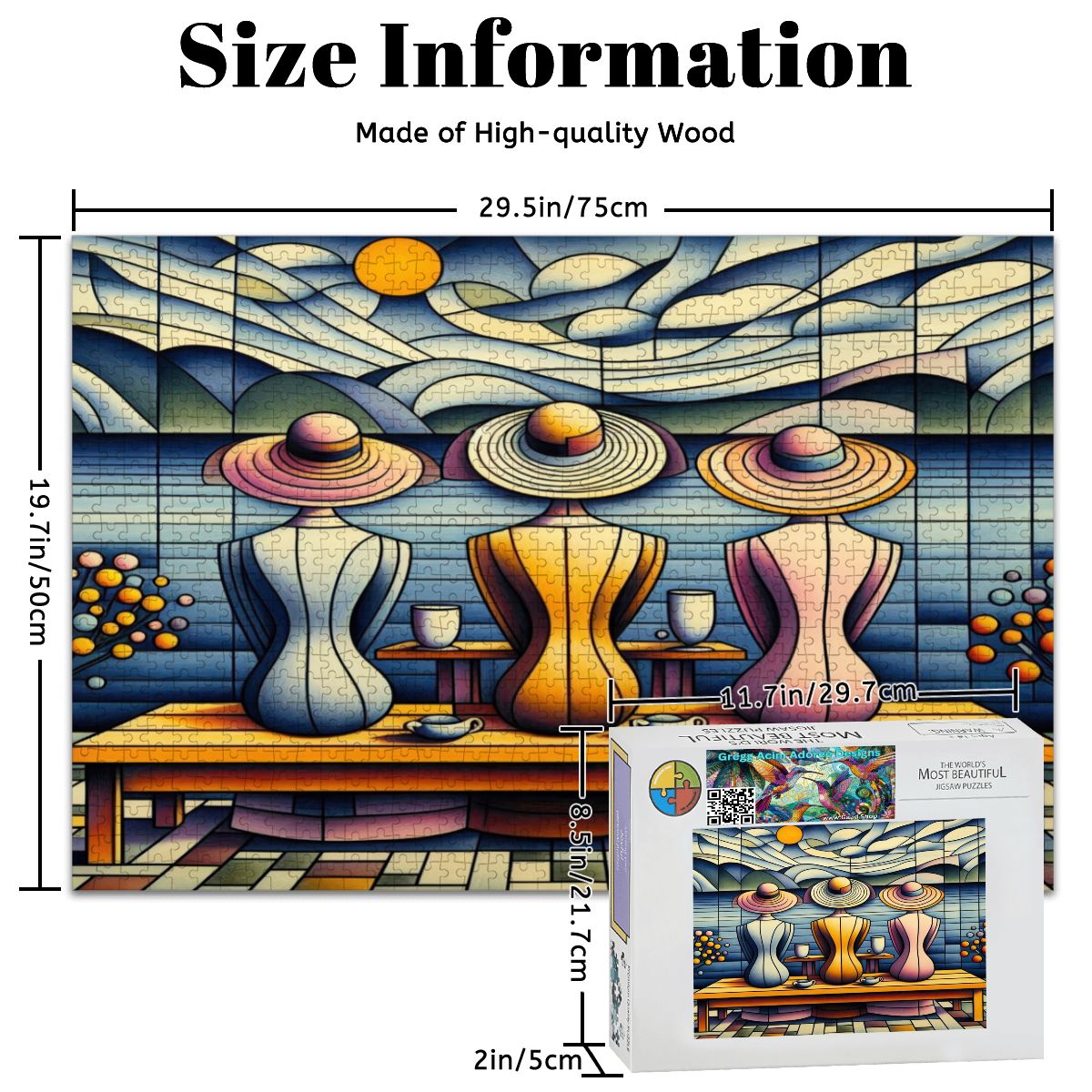 Klee Ladies 3 Wooden Jigsaw Puzzles 1000 pcs - Gregg Acini Adoree Designs - Jigsaw Puzzle