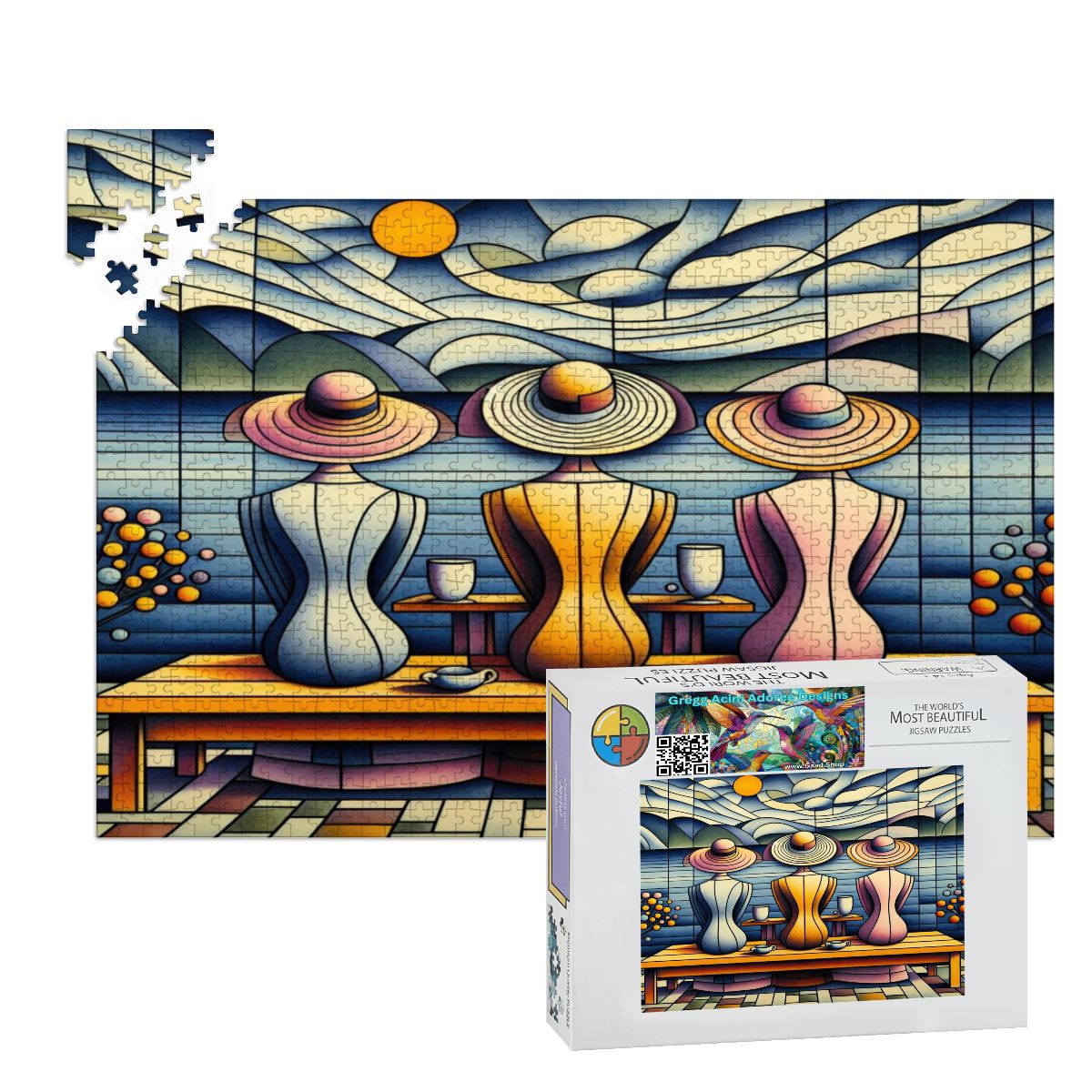 Klee Ladies 3 Wooden Jigsaw Puzzles 1000 pcs - Gregg Acini Adoree Designs - Jigsaw Puzzle