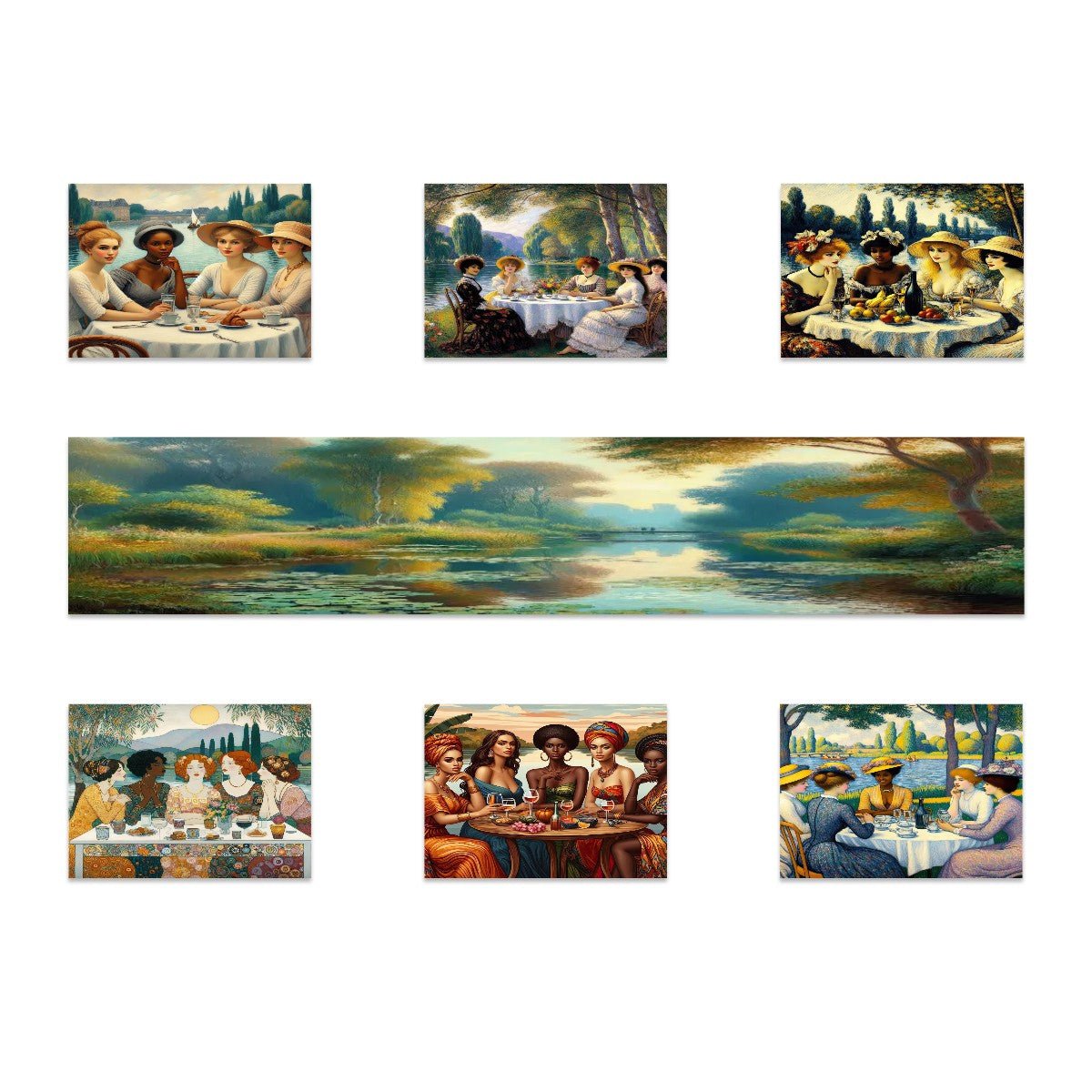 Ladies by the Lake Table Runner Placemat Set 7 Pieces - Gregg Acini Adoree Designs - Placemat