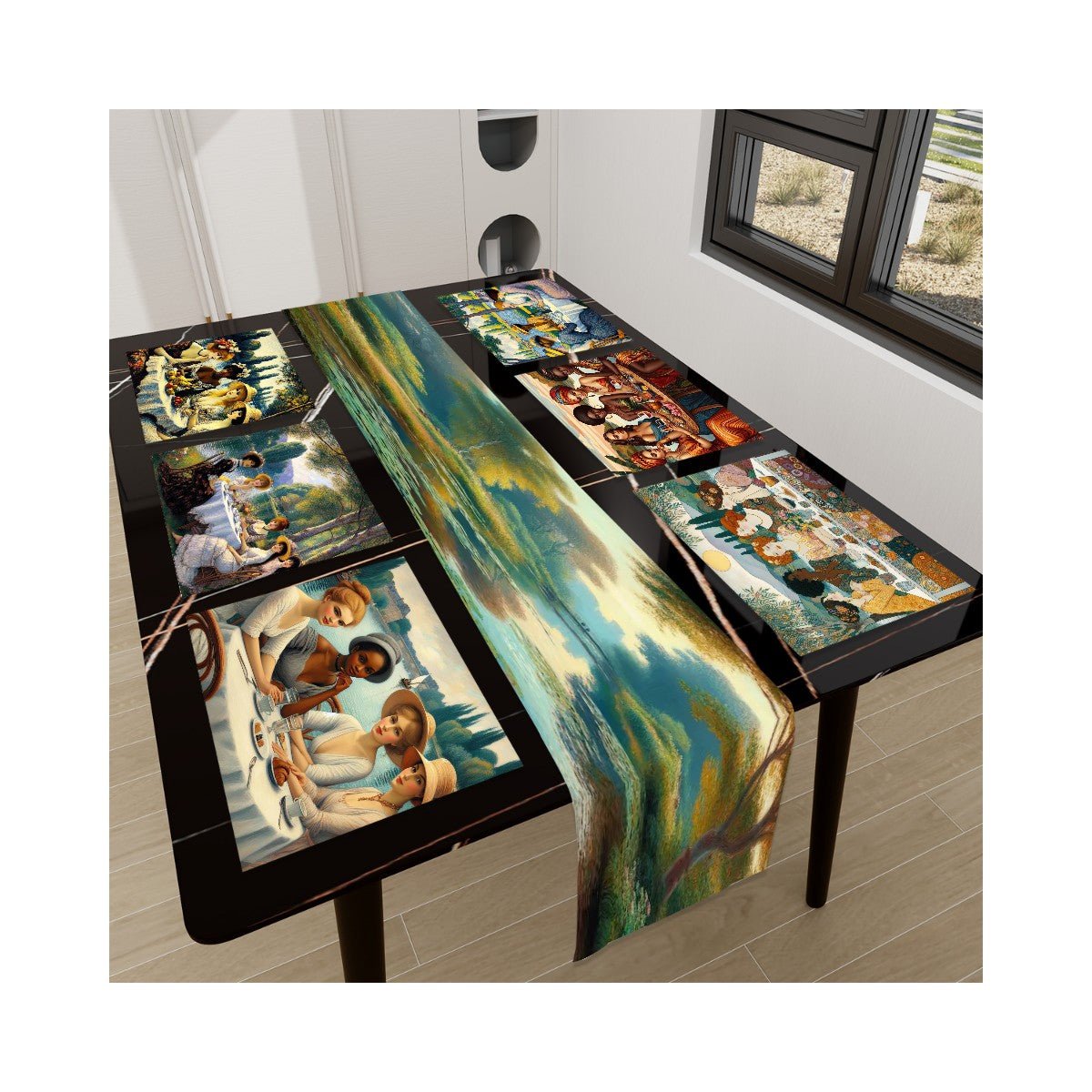 Ladies by the Lake Table Runner Placemat Set 7 Pieces - Gregg Acini Adoree Designs - Placemat