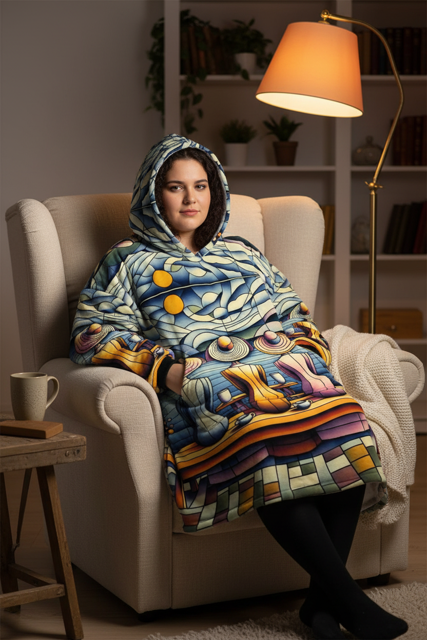 Ladies Facing the Sea Blanket Hoodie Lifestyle